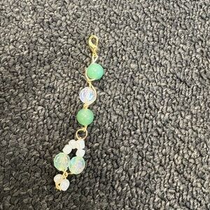 Elegant Green and Gold Beaded Charm